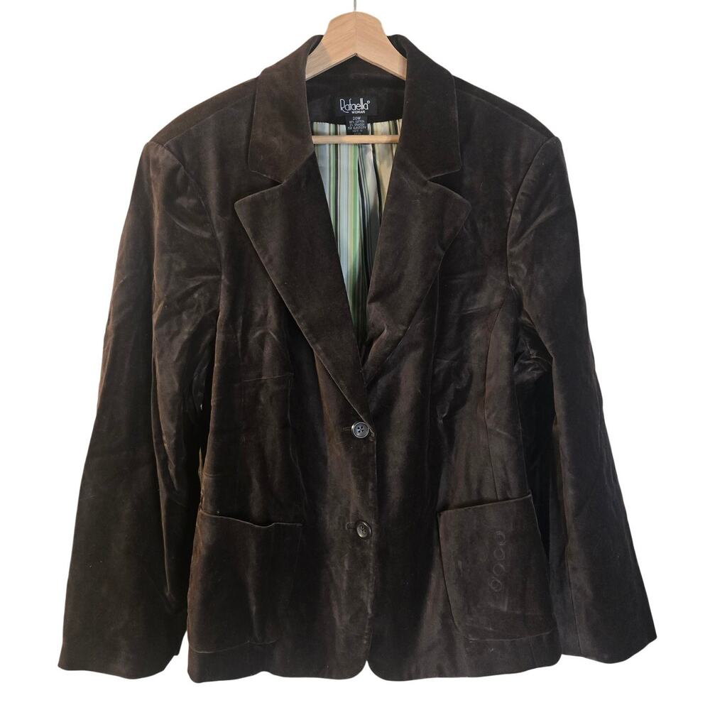 NWT Rafaella 20W Classic Brown Velvet Blazer [0150]